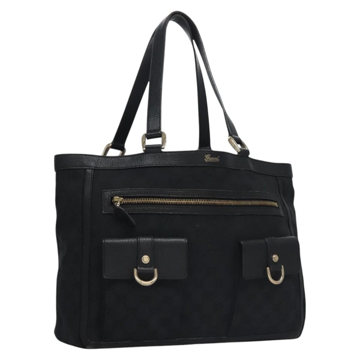 Gucci Abbey Pocket Tote GG Canvas, BLACK, CANVAS, Tote bag