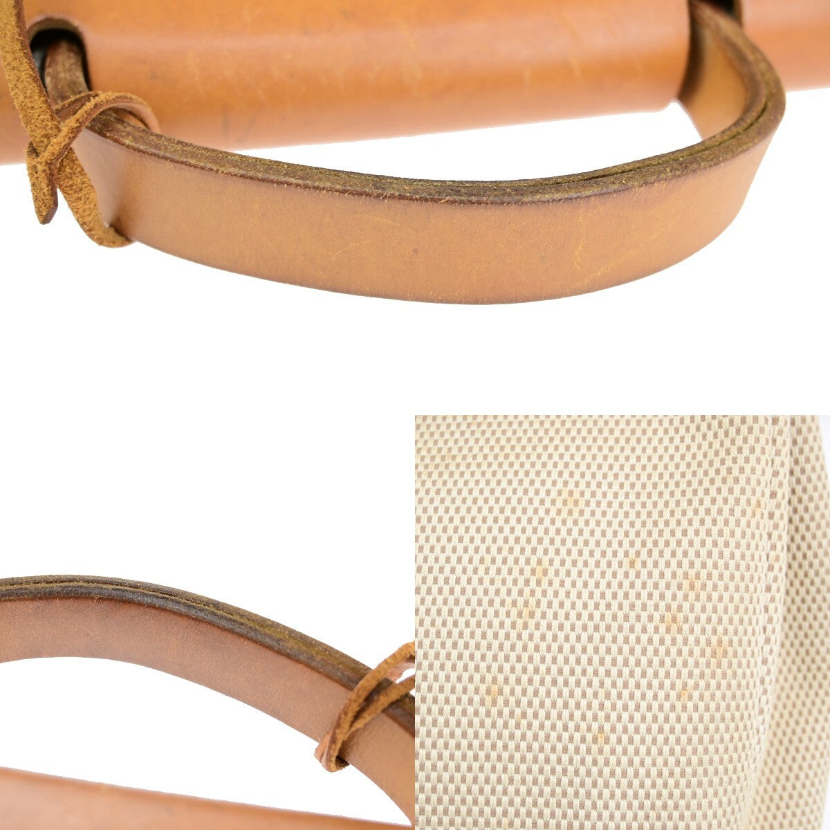 Hermes Herbag Zip Leather and Toile, BROWN, CANVAS, Travel bag