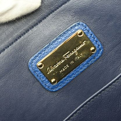 Salvatore Ferragamo Sofia Satchel Leather, BLUE, LEATHER, Handbag