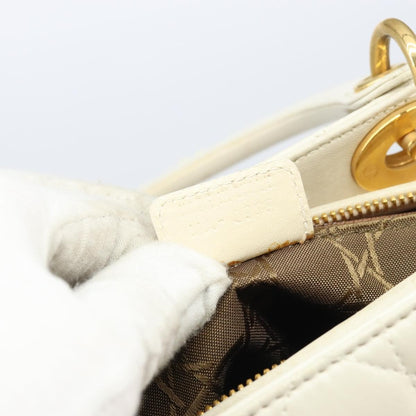 Christian Dior Vintage Lady Dior Bag Cannage Quilt Lambskin, WHITE, LEATHER, Handbag