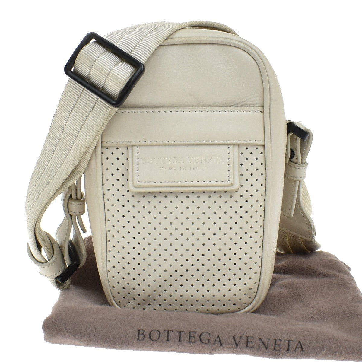 Bottega Veneta Leggero Waist Bag Perforated Leather, WHITE, LEATHER, Travel bag