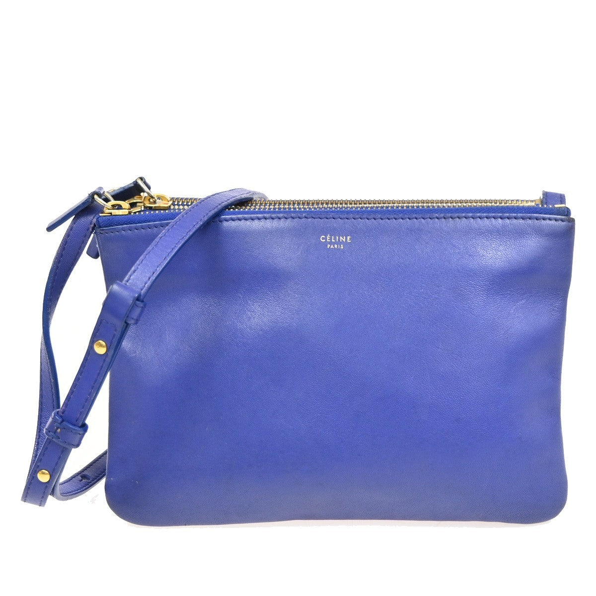 Celine Trio Crossbody Bag Leather, Blue, Leather, Shoulder Bag