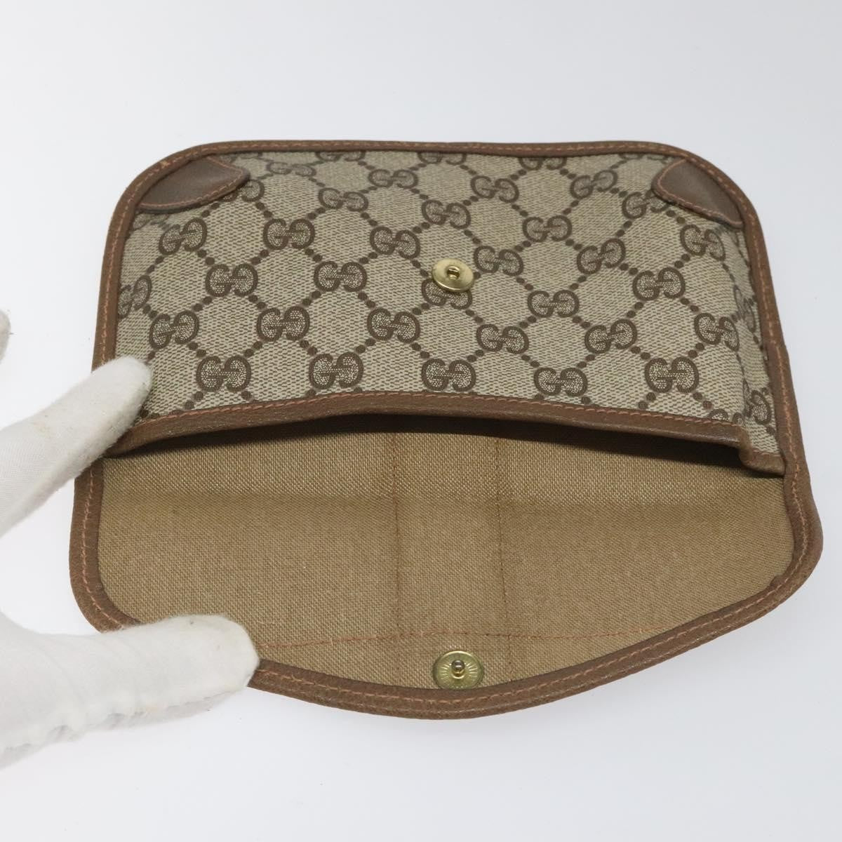 Gucci Ophidia Flap Clutch GG Coated Canvas, BEIGE, CANVAS, Clutche & pouche