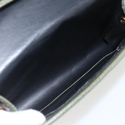 Christian Dior Vintage CD Flap Shoulder Bag Leather, KHAKI, LEATHER, Shoulder bag