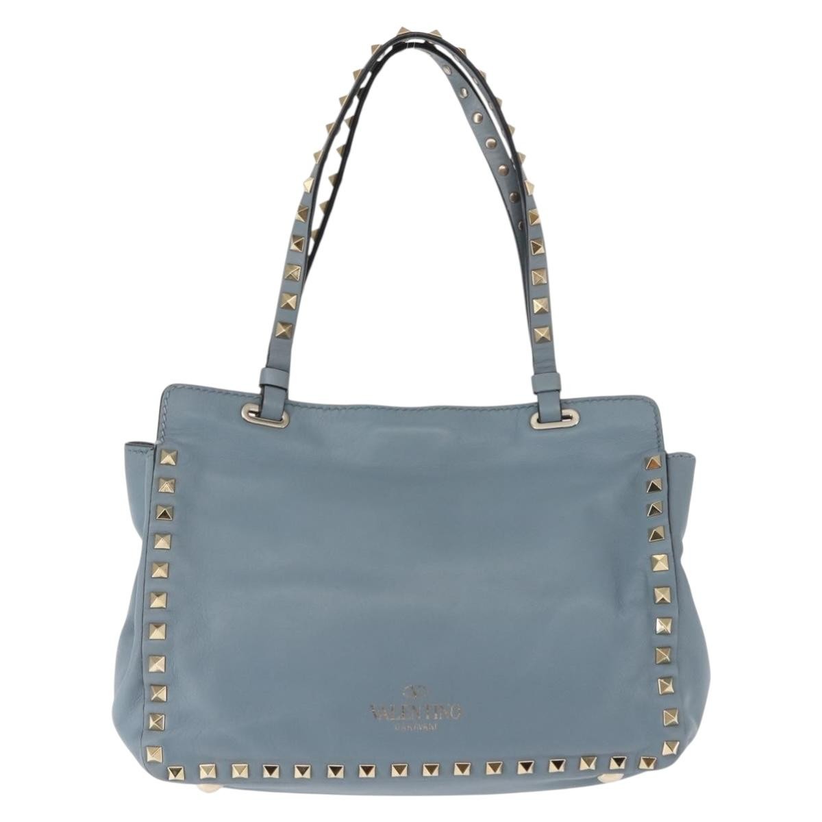 Valentino Garavani Rockstud Tote Soft Leather, BLUE, LEATHER, Tote bag