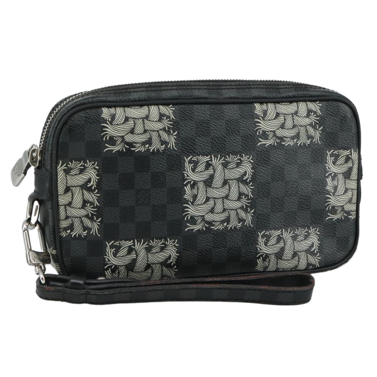 Louis Vuitton Pochette Volga Limited Edition Nemeth Damier Graphite, BLACK, CANVAS, Clutche & pouche