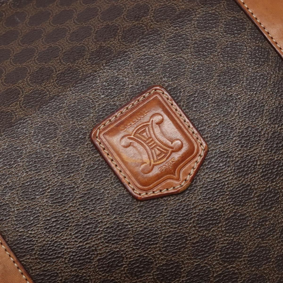 Celine Macadam Handbag Macadam with leather, BROWN, LEATHER, Handbag