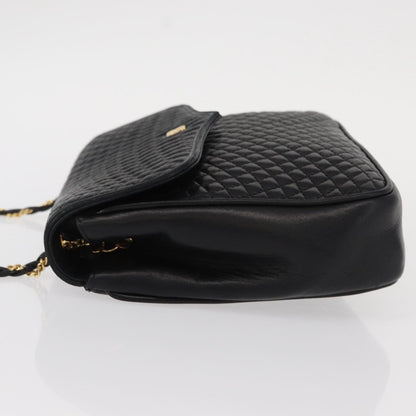 Bally Vintage Chain Shoulder Bag Quilted Leather, BLACK, LEATHER, Shoulder bag