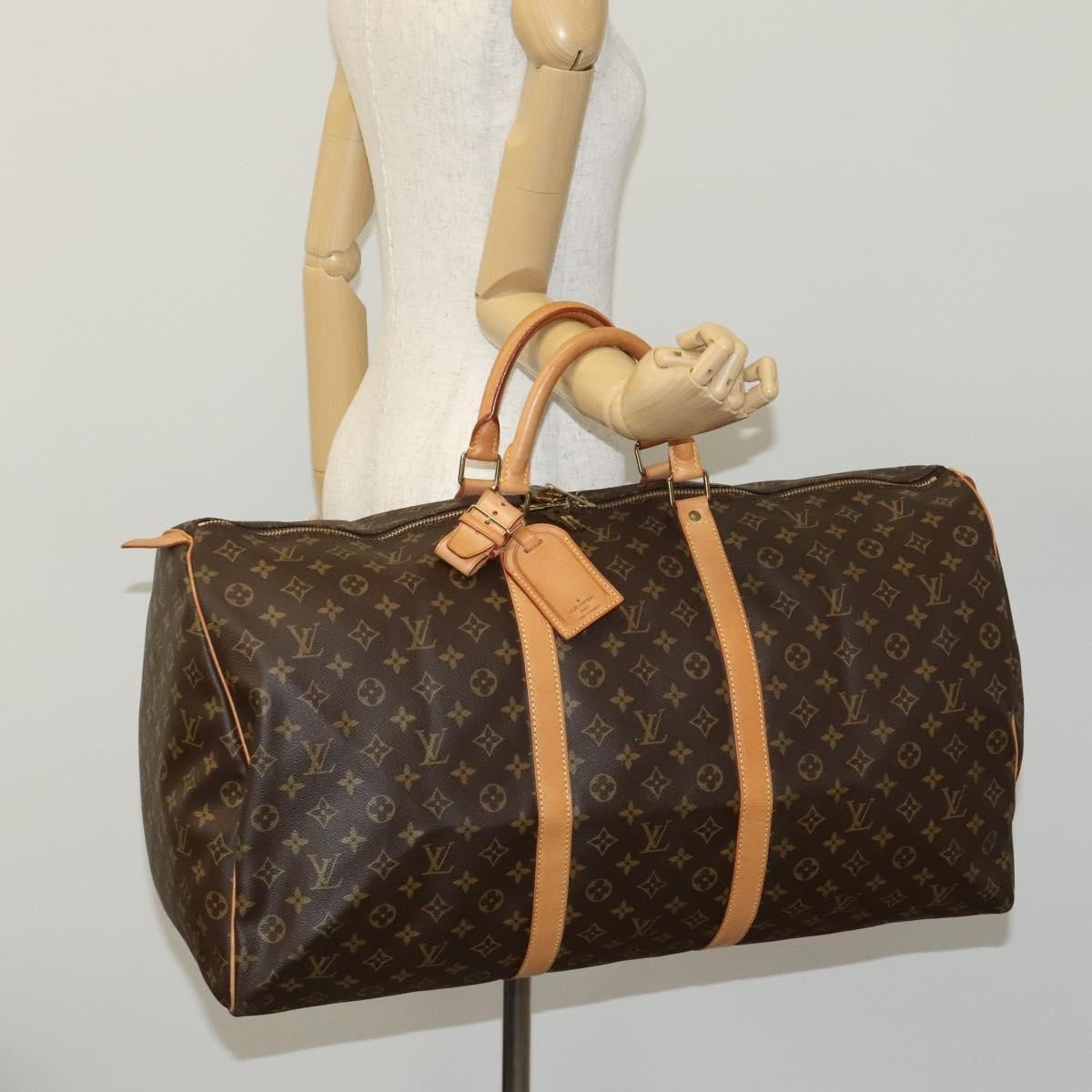 Louis Vuitton Keepall Bag Monogram Canvas, BROWN, CANVAS, Travel bag