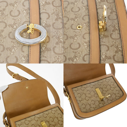 Celine Vintage Horse Carriage C Macadam Shoulder Bag Canvas and Leather, BEIGE, CANVAS, Shoulder bag