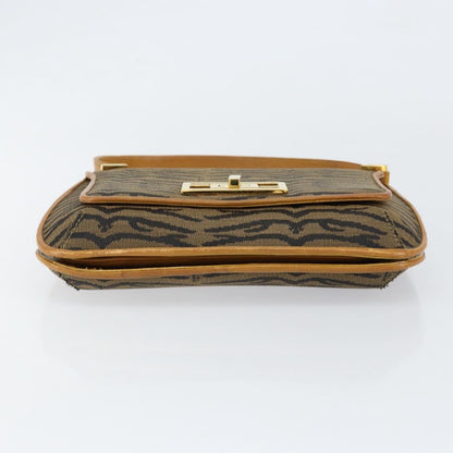 Fendi Vintage Tiger Print Shoulder Bag Canvas, GOLD, CANVAS, Shoulder bag