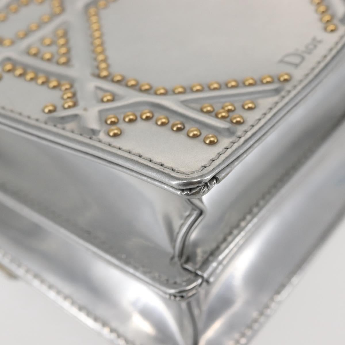 Christian Dior Ultra Matte Diorama Vertical Clutch on Chain Studded Leather, SILVER, PATENT_LEATHER, Clutche & pouche