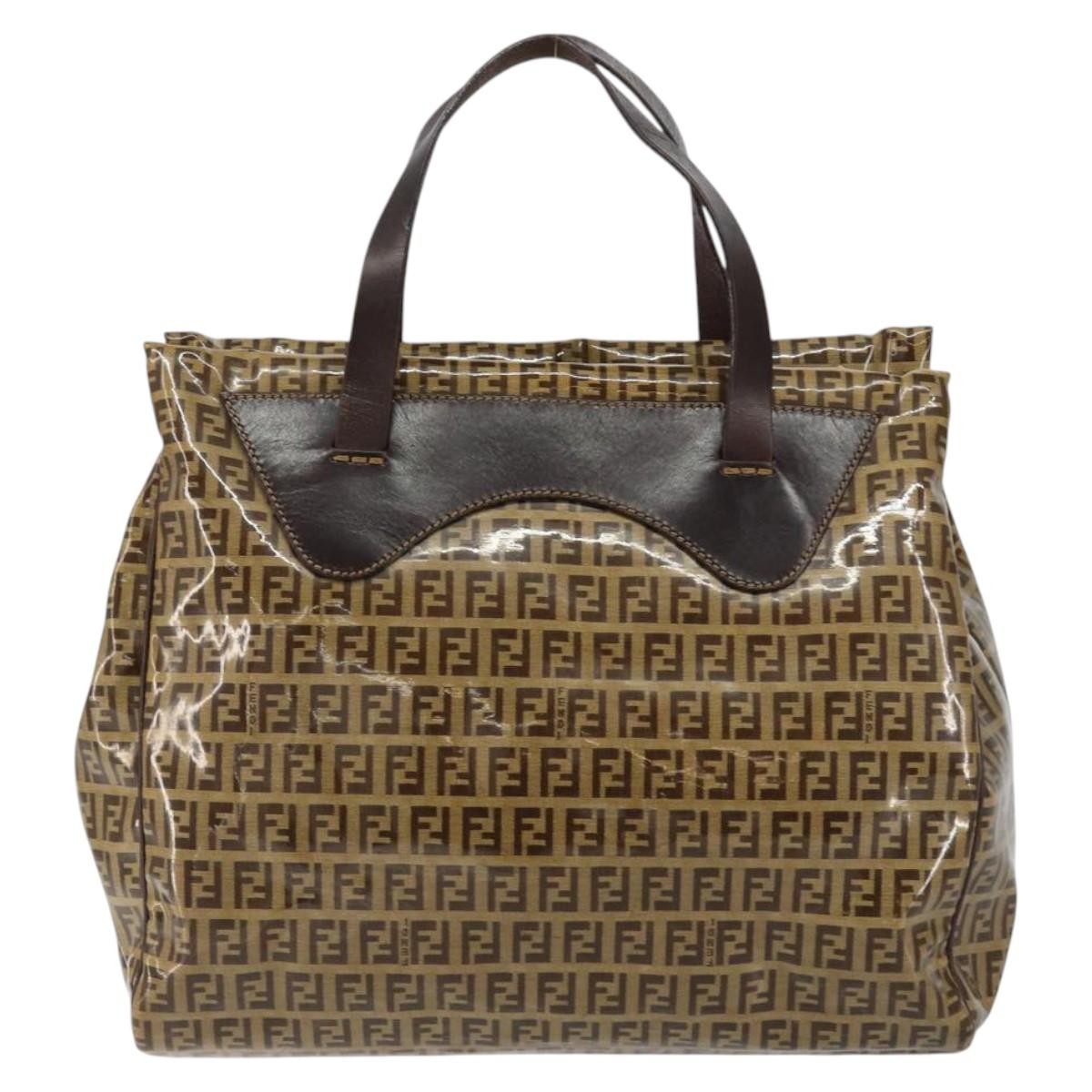 Fendi Zip Tote Canvas, BEIGE, CANVAS, Tote bag