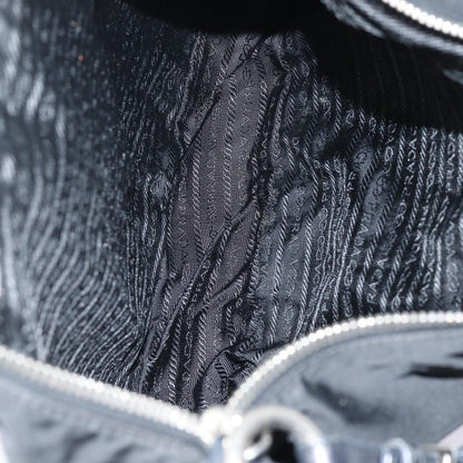 Prada Zip Hobo Tessuto with Leather, BLACK, NYLON, Shoulder bag