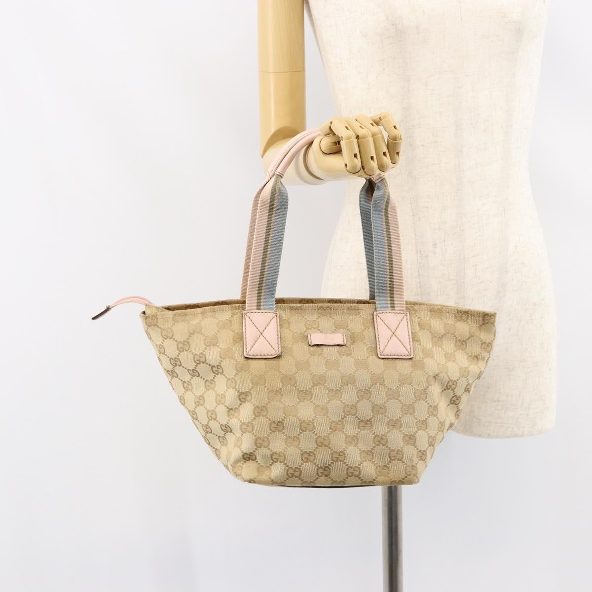 Gucci Web Zip Tote GG Canvas, BEIGE, CANVAS, Tote bag