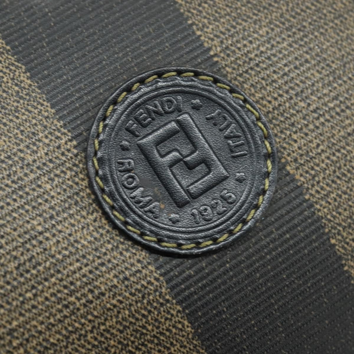 Fendi Vintage Pequin Boston Bag Coated Canvas, BROWN, CANVAS, Handbag