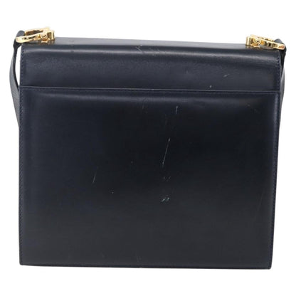 Salvatore Ferragamo Gancini Shoulder Bag Leather, NAVY, LEATHER, Shoulder bag