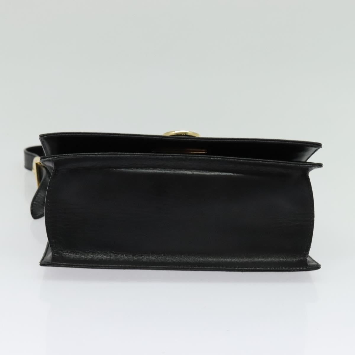 Salvatore Ferragamo Gancini Shoulder Bag Leather, BLACK, LEATHER, Shoulder bag