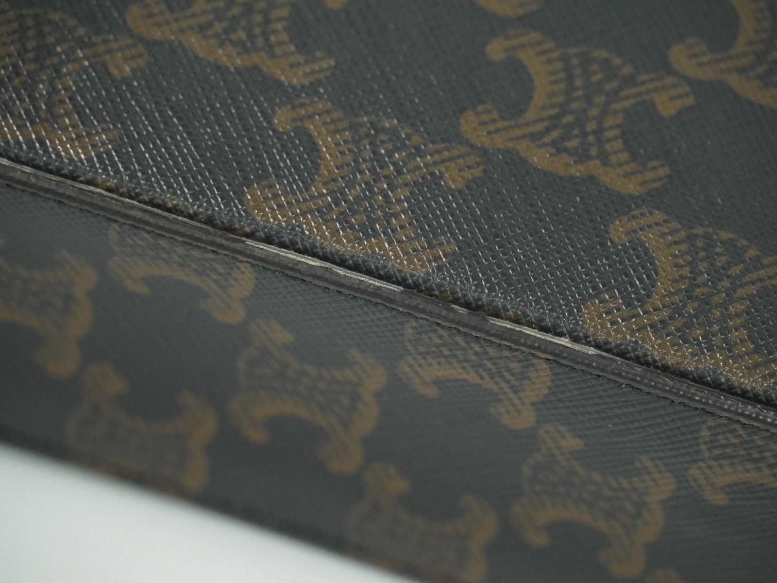 Celine Logo Camera Bag Triomphe Coated Canvas, BROWN, CLOTH, Shoulder bag