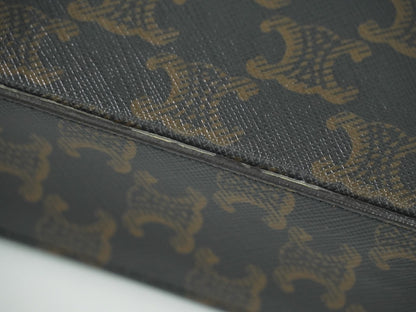 Celine Logo Camera Bag Triomphe Coated Canvas, BROWN, CLOTH, Shoulder bag