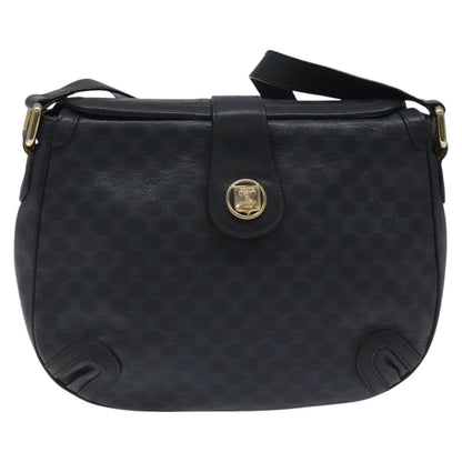 Celine Vintage Macadam Shoulder Bag Canvas and Leather, BLACK, CANVAS, Shoulder bag