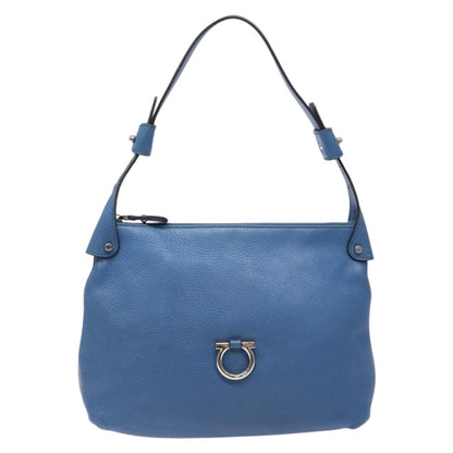 Salvatore Ferragamo Gancini Shoulder Bag Leather, BLUE, LEATHER, Shoulder bag
