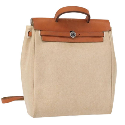 Hermes Herbag A Dos Backpack Toile, BEIGE, CANVAS, Backpack