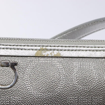 Salvatore Ferragamo Gancini Shoulder Bag Leather, SILVER, LEATHER, Shoulder bag