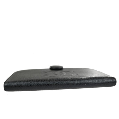 Chanel CC Bifold Wallet Quilted Caviar, BLACK, LEATHER, Wallets