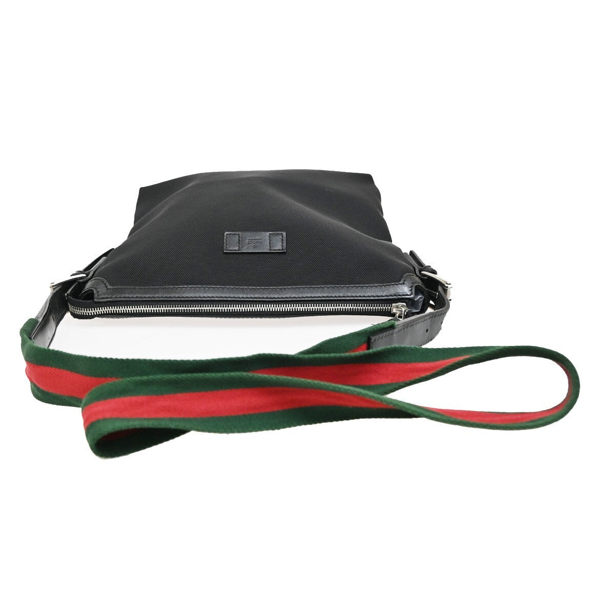 Gucci Web Strap Flat Messenger Bag Techno Canvas, BLACK, CANVAS, Shoulder bag
