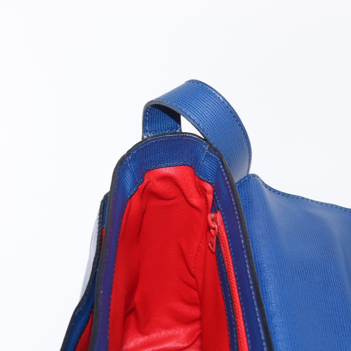 Celine Vintage Circle Logo Crossbody Bag Leather, BLUE, LEATHER, Shoulder bag