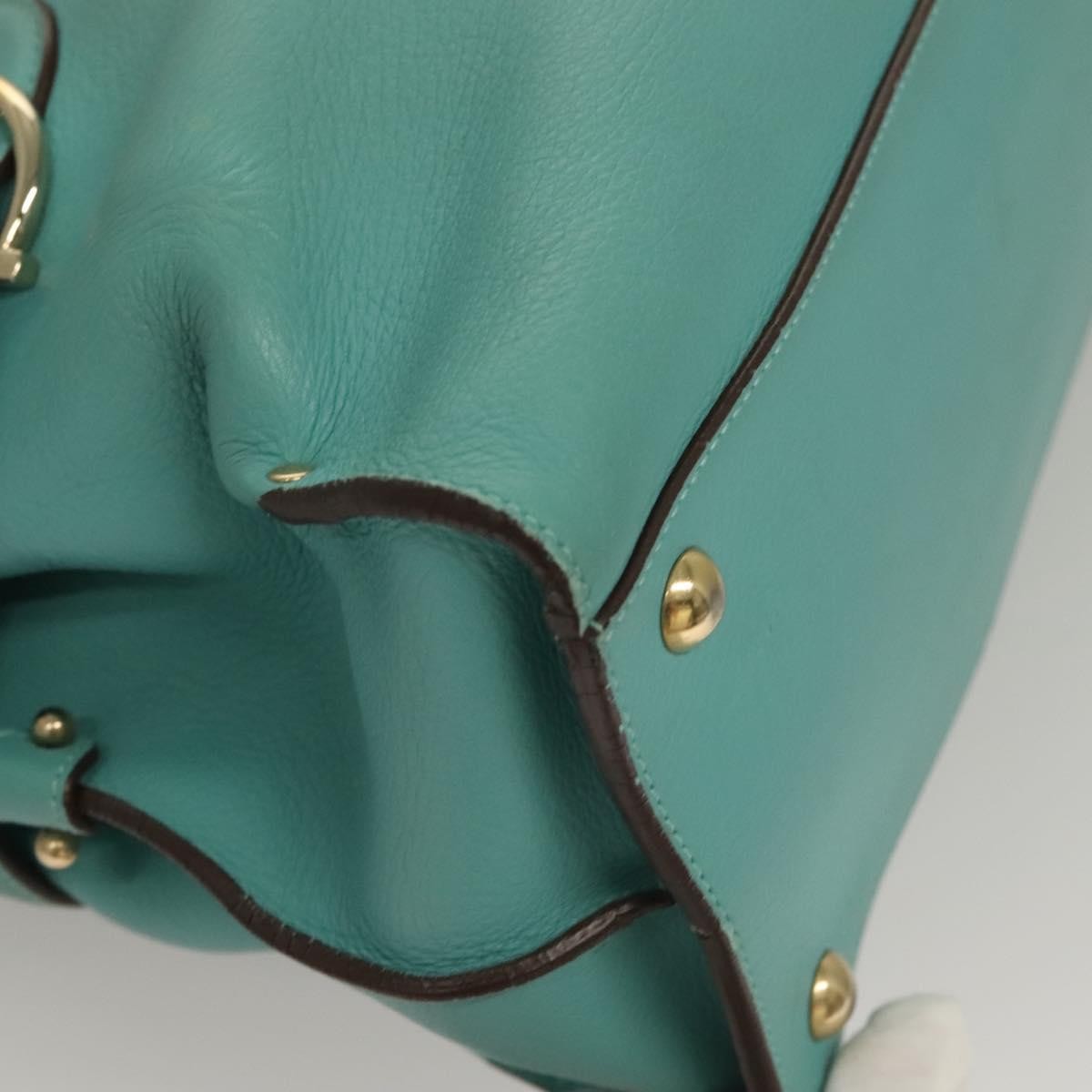 Salvatore Ferragamo Virna Satchel Leather, TURQUOISE, LEATHER, Handbag