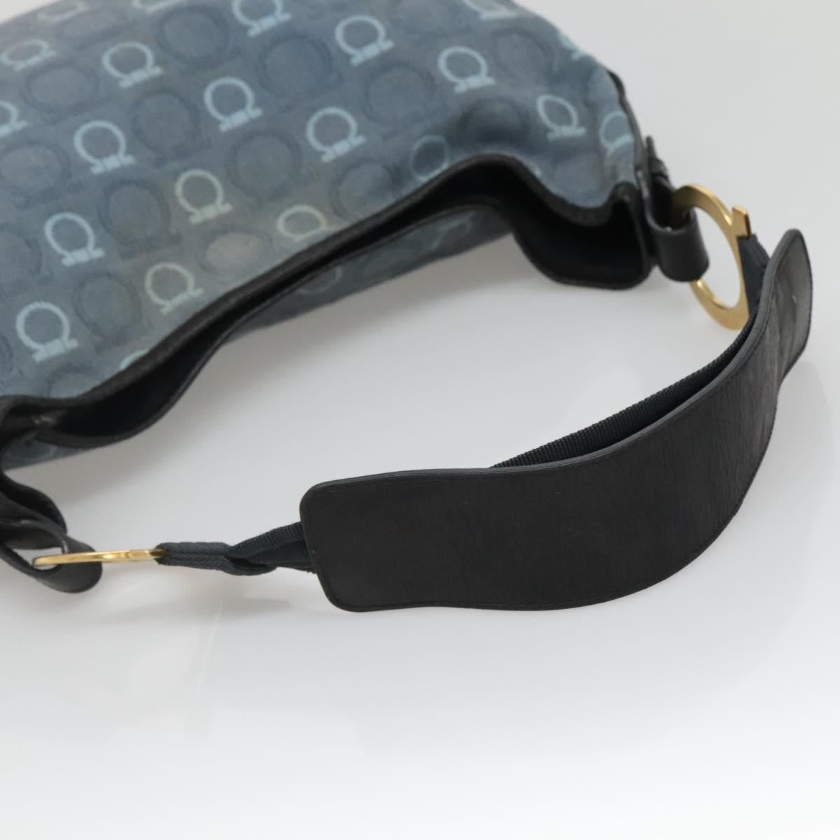 Salvatore Ferragamo Gancini Shoulder Bag Canvas, BLUE, CANVAS, Shoulder bag