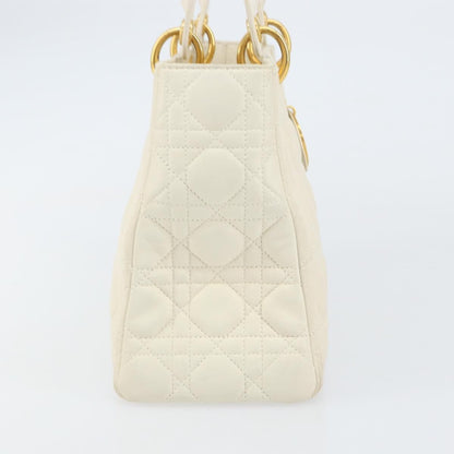 Christian Dior Vintage Lady Dior Bag Cannage Quilt Lambskin, WHITE, LEATHER, Handbag