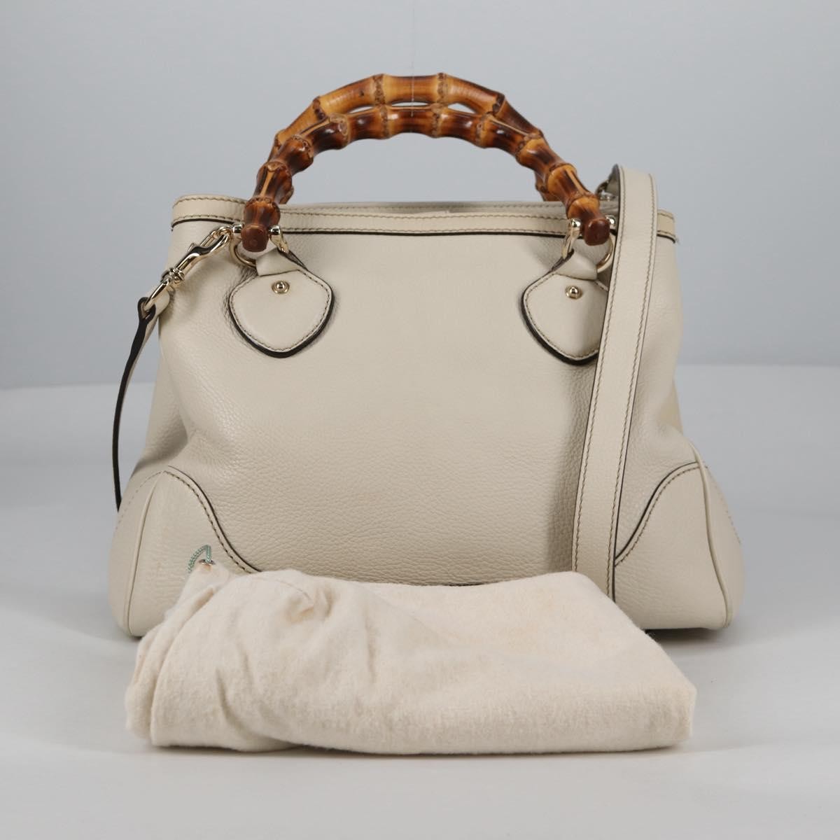 Gucci Diana Bamboo Top Handle Tote Leather, WHITE, LEATHER, Tote bag