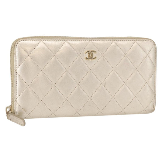 Chanel Zip Around Organizer Wallet Quilted Lambskin, GOLD, LEATHER, Wallets