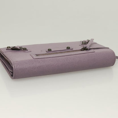 Balenciaga Classic Continental Zip Around Wallet Leather, PURPLE, LEATHER, Wallets
