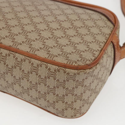 Celine Vintage Macadam Shoulder Bag Canvas and Leather, BEIGE, CANVAS, Shoulder bag