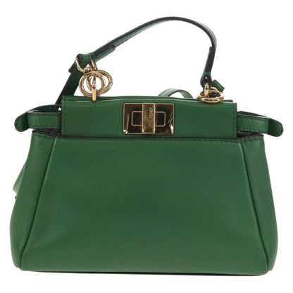 Fendi Peekaboo Bag Leather, GREEN, LEATHER, Handbag