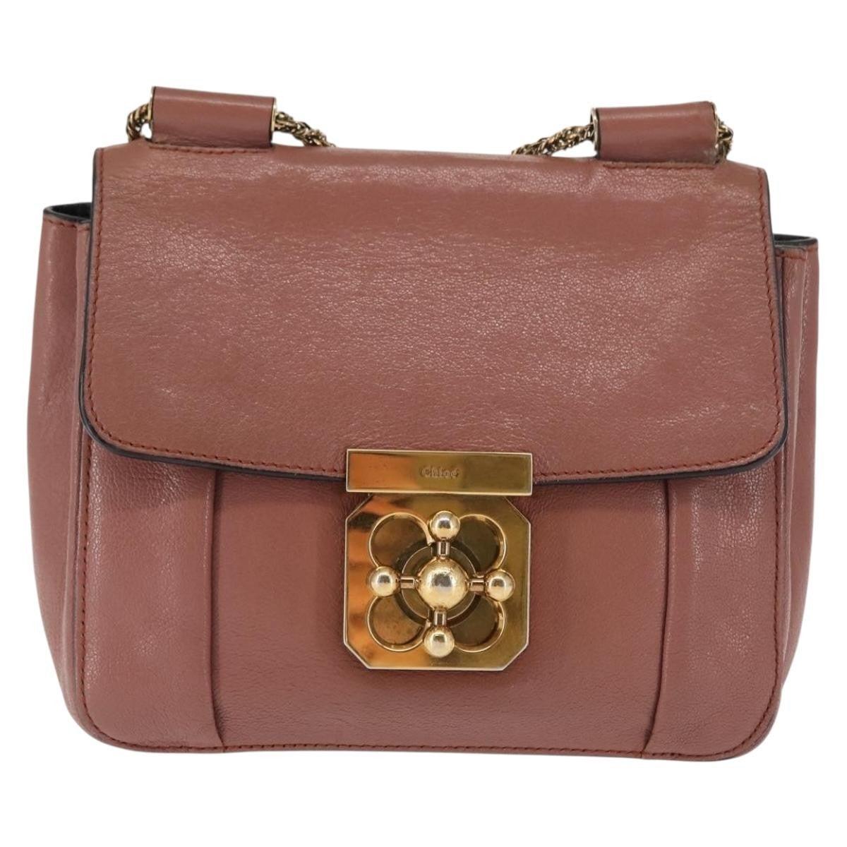 Chloe Elsie Chain Shoulder Bag Leather, PINK, LEATHER, Shoulder bag