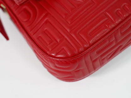 Fendi Mamma baguette Leather, Red, Leather, Handbag