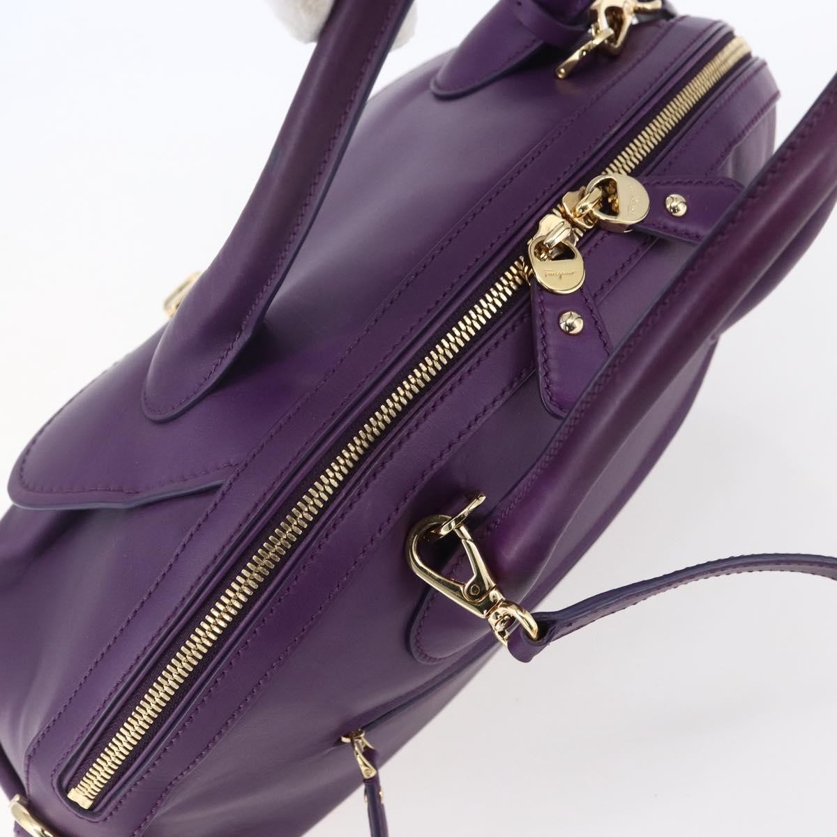 Salvatore Ferragamo Vintage Fiamma Satchel Leather, PURPLE, LEATHER, Handbag