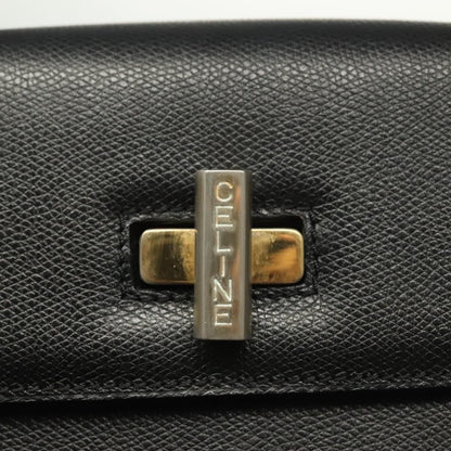 Celine Vintage Convertible Turnlock Top Handle Bag Leather, BLACK, LEATHER, Handbag