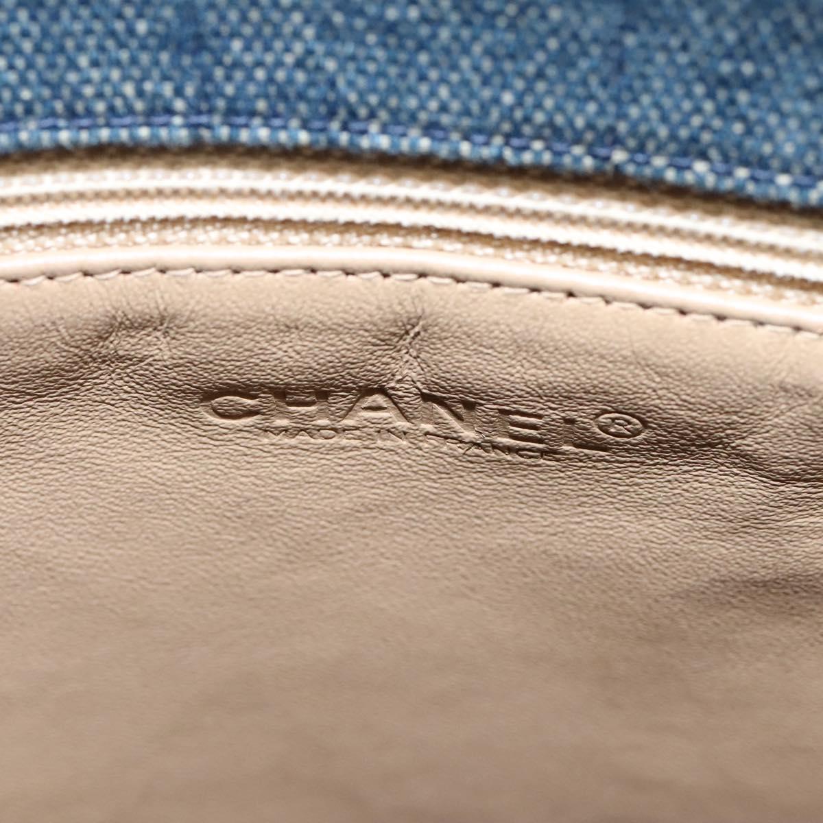 Chanel Chocolate Bar Tote Quilted Canvas, BLUE, CANVAS, Tote bag