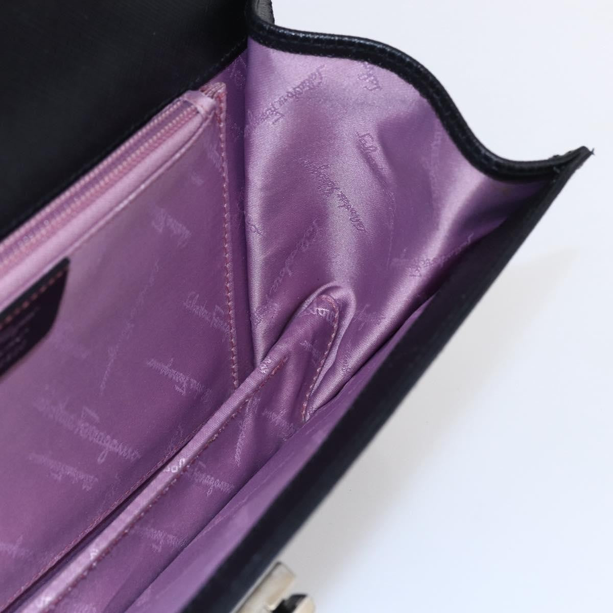 Salvatore Ferragamo Gancini handbag Leather, BLACK, LEATHER, Shoulder bag