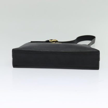 Salvatore Ferragamo Gancio Flap Hobo Leather, BLACK, LEATHER, Shoulder bag