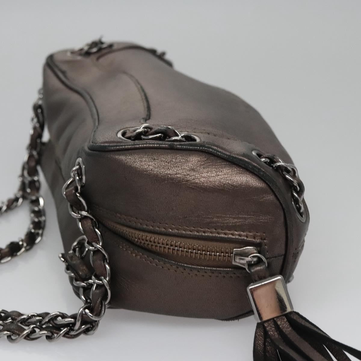 Chanel Lax Tassel Chain Shoulder Bag Leather, BROWN, LEATHER, Shoulder bag