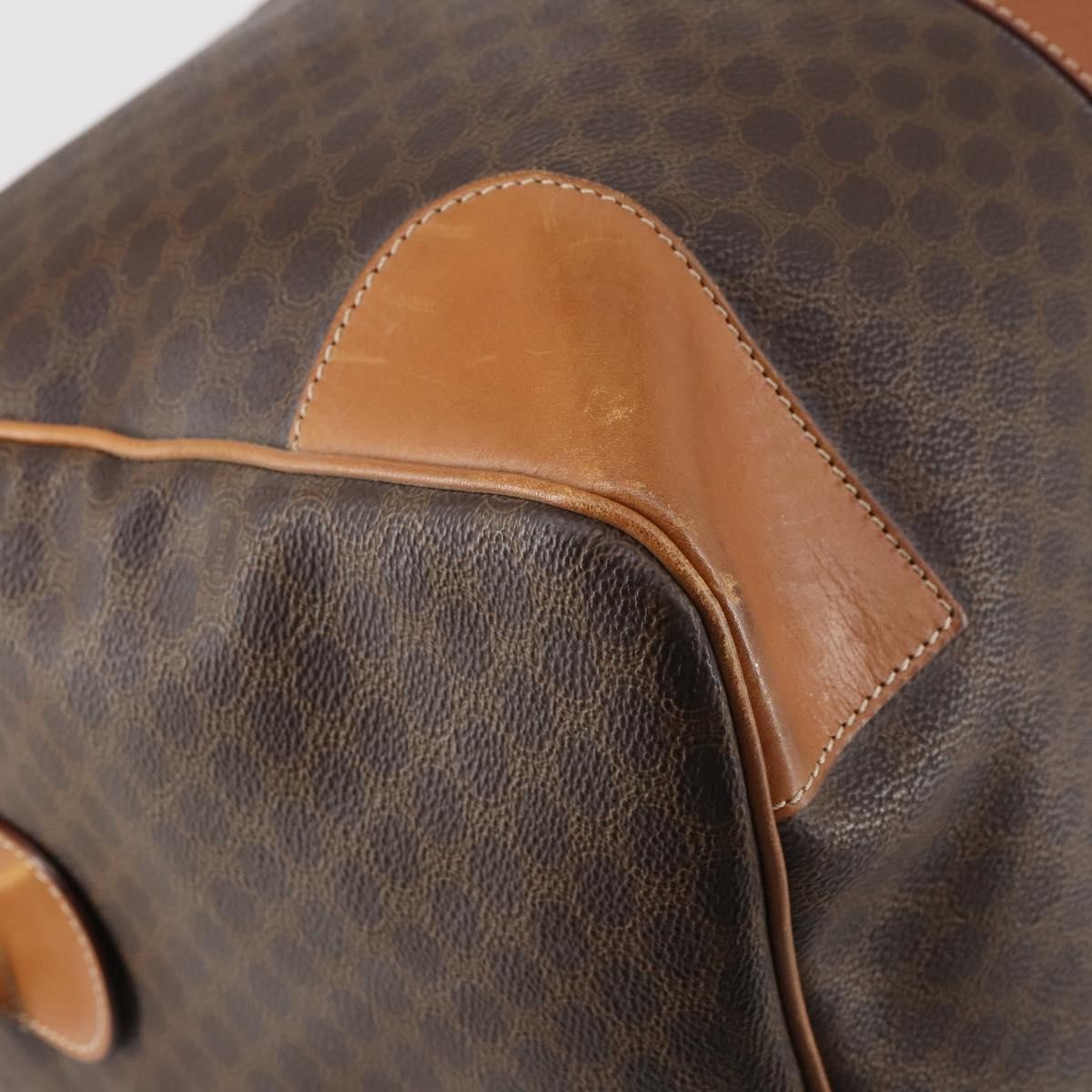 Celine Vintage Duffle Bag Macadam Coated Canvas, BROWN, CANVAS, Travel bag