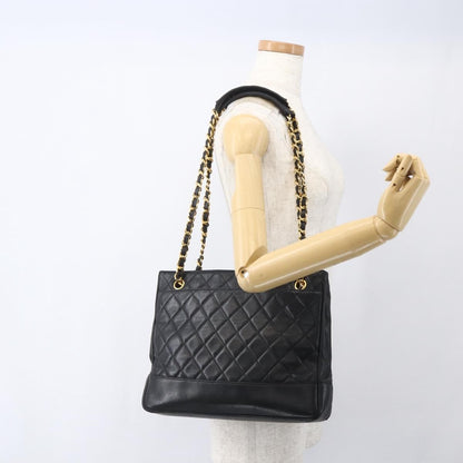 Chanel Vintage Shopping Tote Quilted Lambskin, BLACK, LEATHER, Tote bag