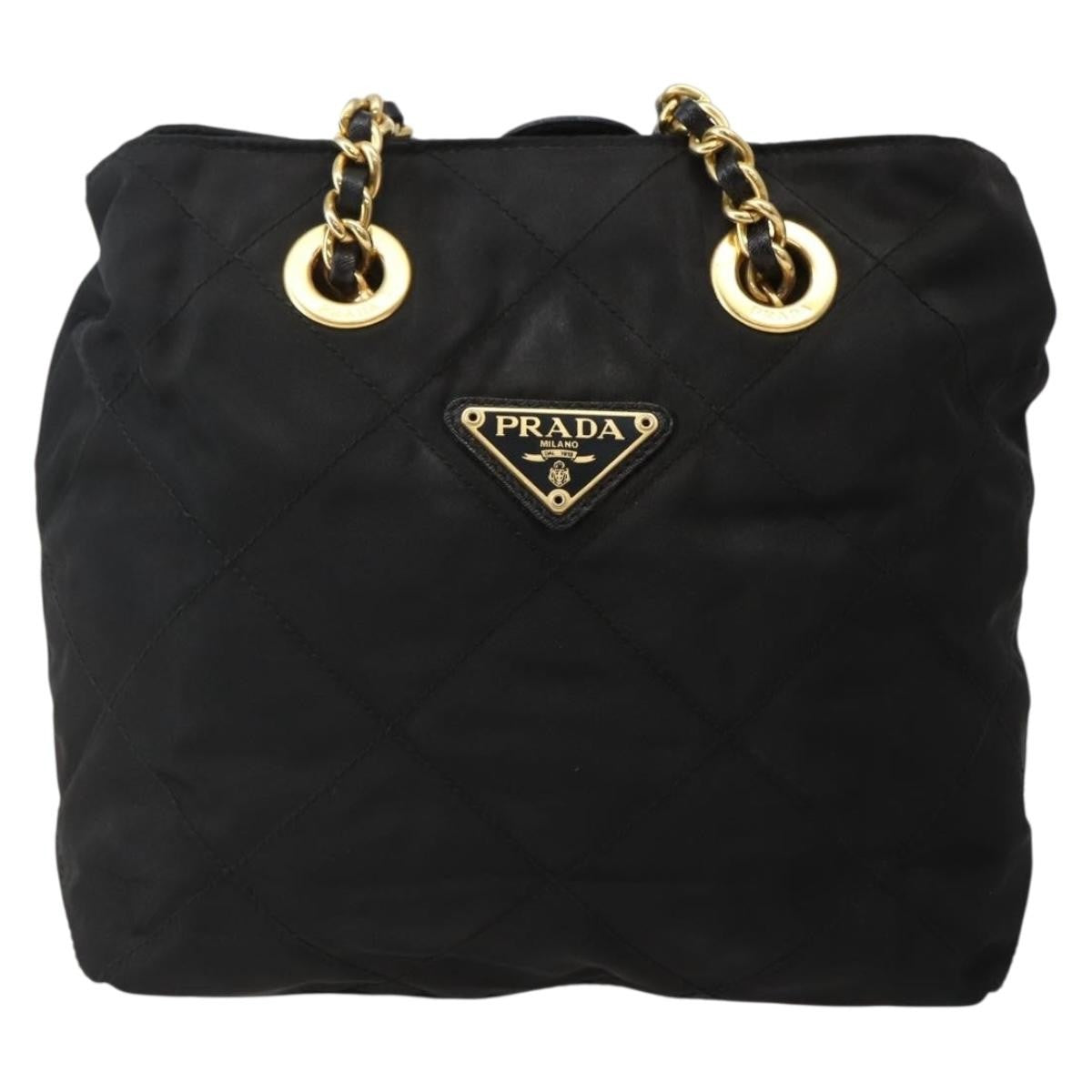 Prada Re-Edition 1995 Chain Tote Quilted Re-Nylon, BLACK, NYLON, Shoulder bag